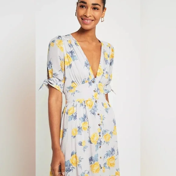 free people love of my life dress blue Free People Women's Love of My Life Printed Midi Party Dress